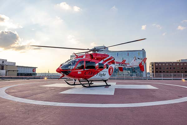 Helicopter on helipad
