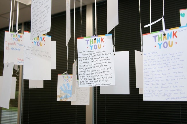Thank-you notes from Dr. Habeeb's patients.